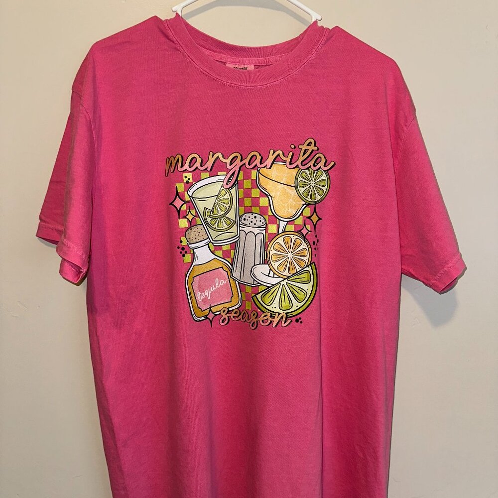 Comfort Colors Tee In CRUNCHBERRY Featuring "MARGARITA SEASON" Glitter Design